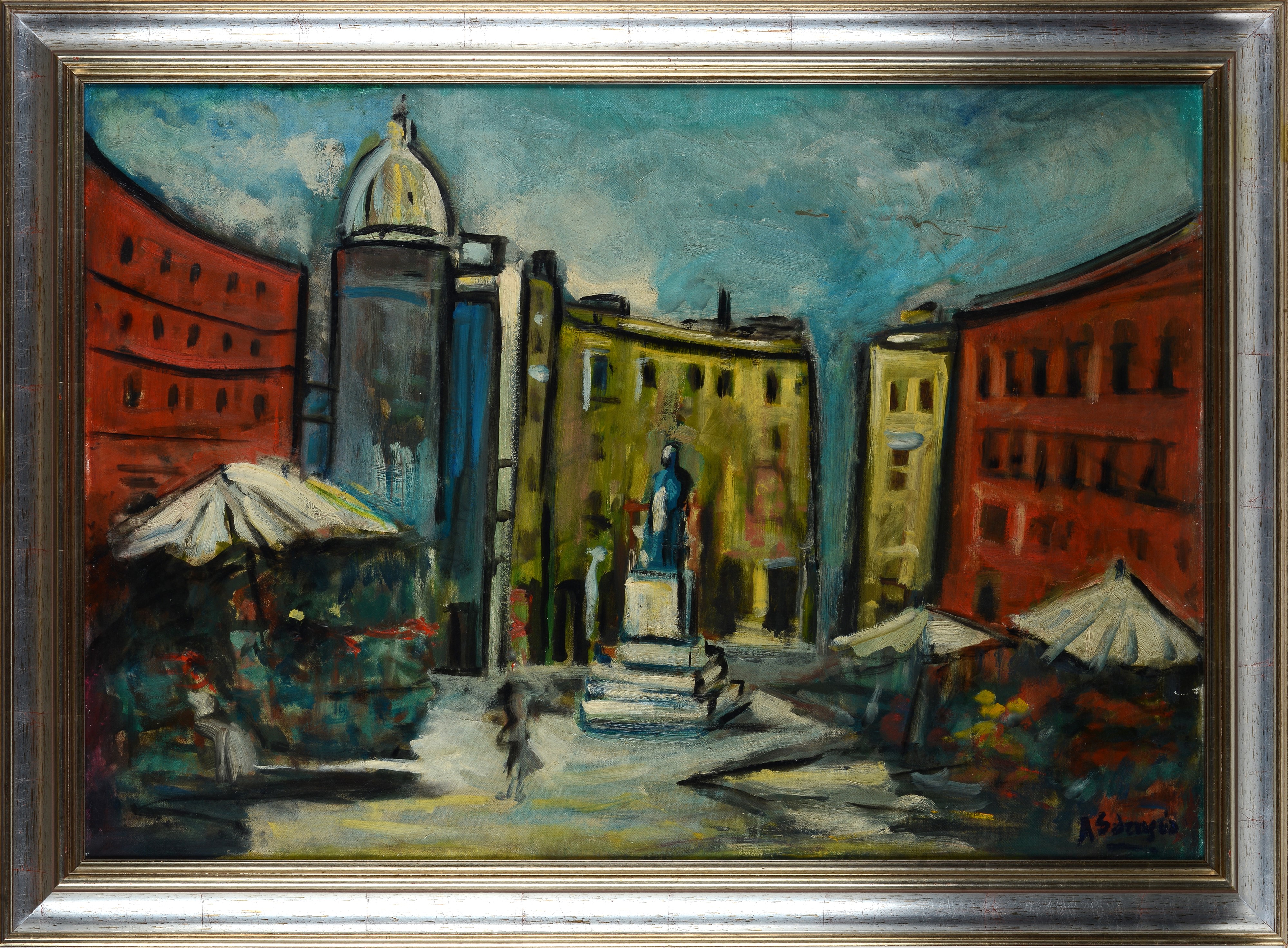 Achille Sdruscia - Campo de Fiori, olio su tela