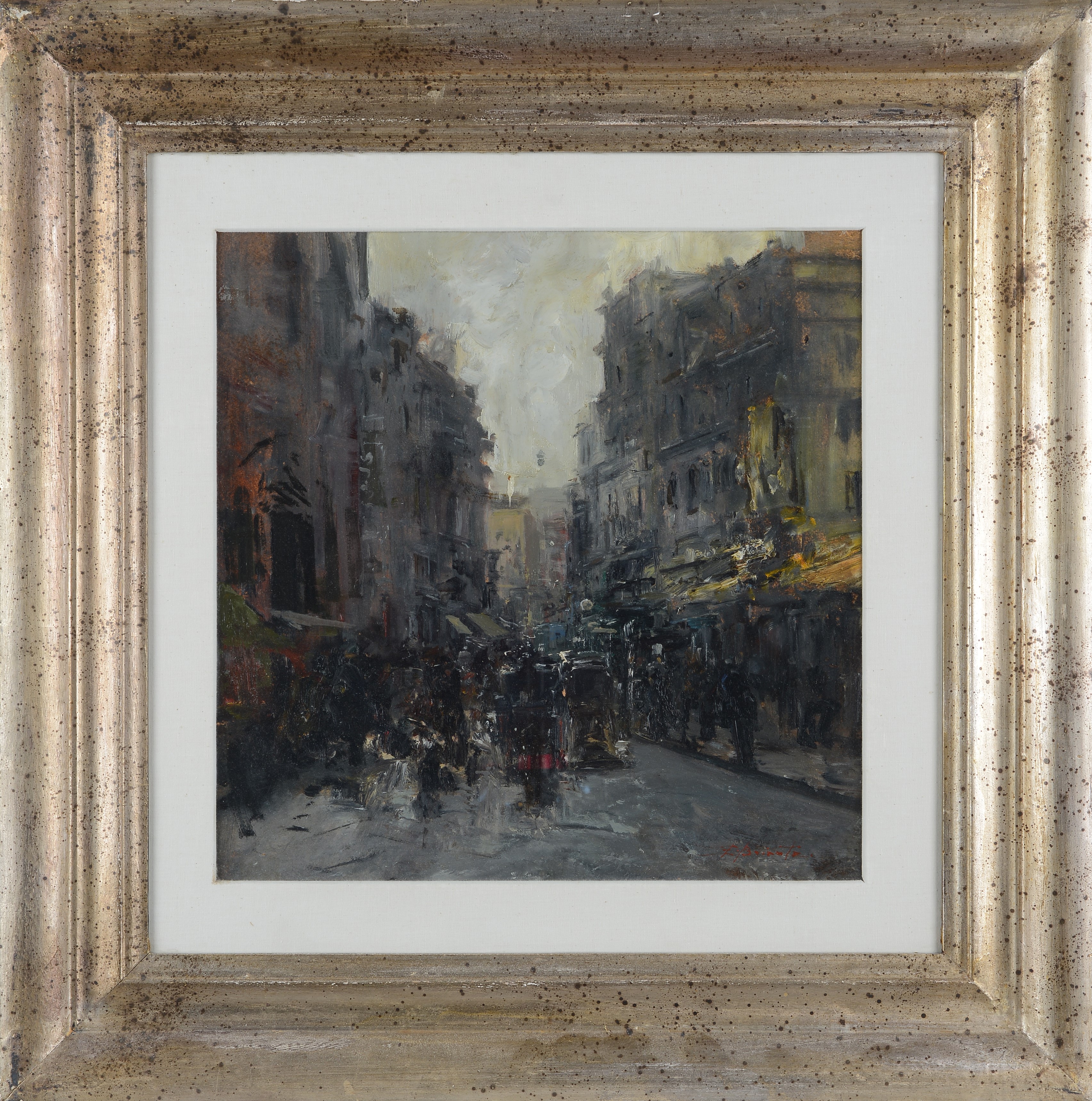 Ezelino Briante - Strada con figure e carrozze