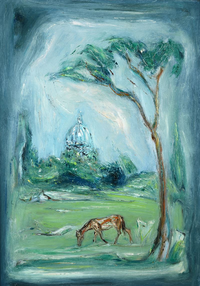 Giovanni Stradone - Periferia romana, olio su tela, 1959