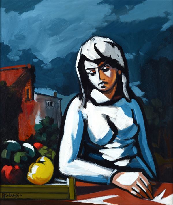 Achille Sdruscia - Donna con frutta