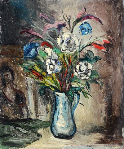 Vaso di fiori, olio su tela