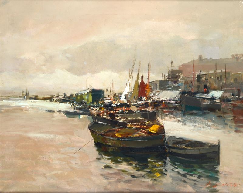 Ezelino Briante - Marina piccola, olio su tela (1950)