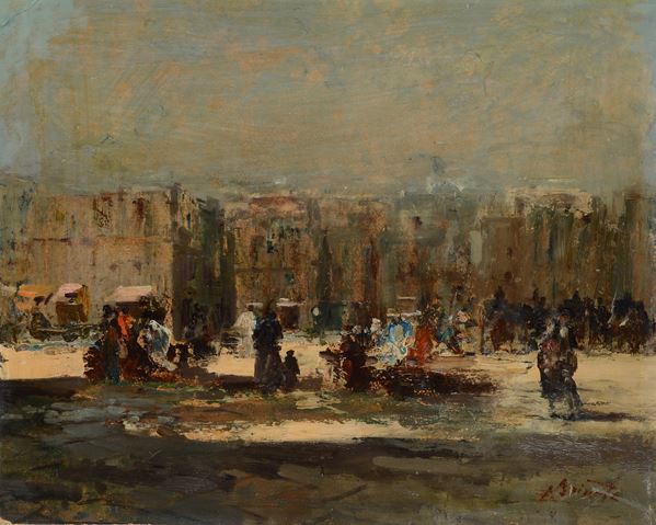 Ezelino Briante - Piazza con figure