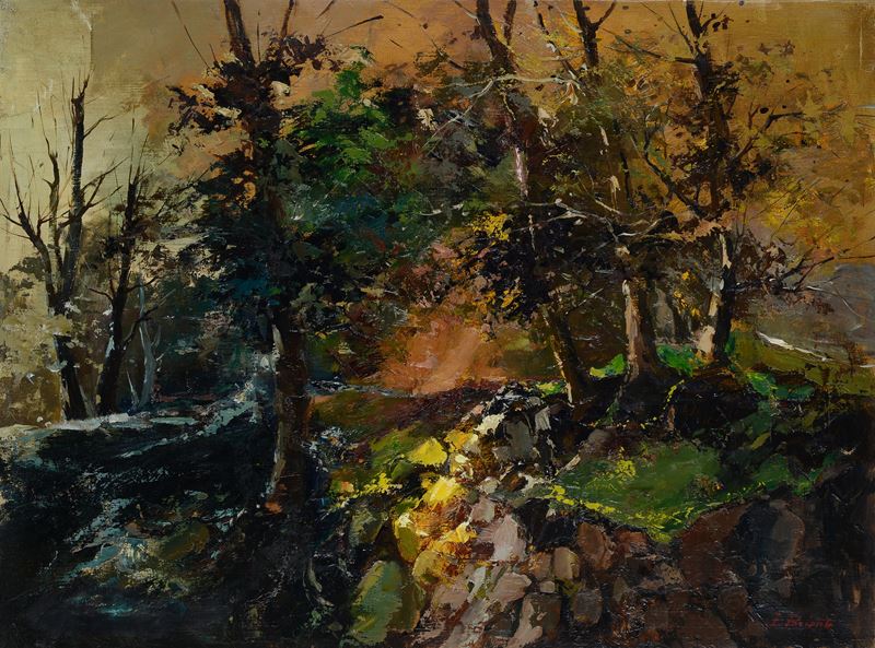Ezelino Briante - Bosco, olio su tela