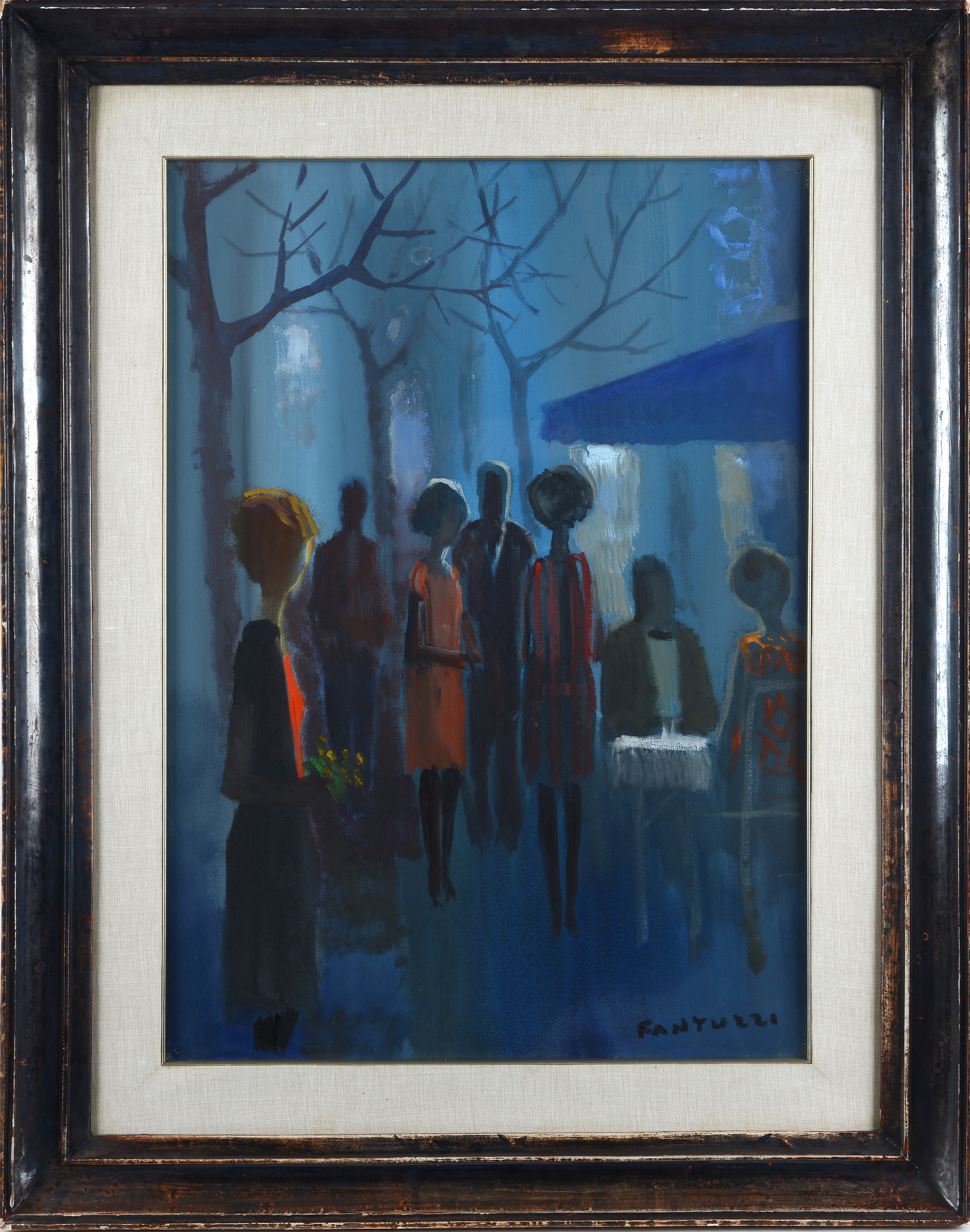 Eliano Fantuzzi - Notturno al bar, olio su tela