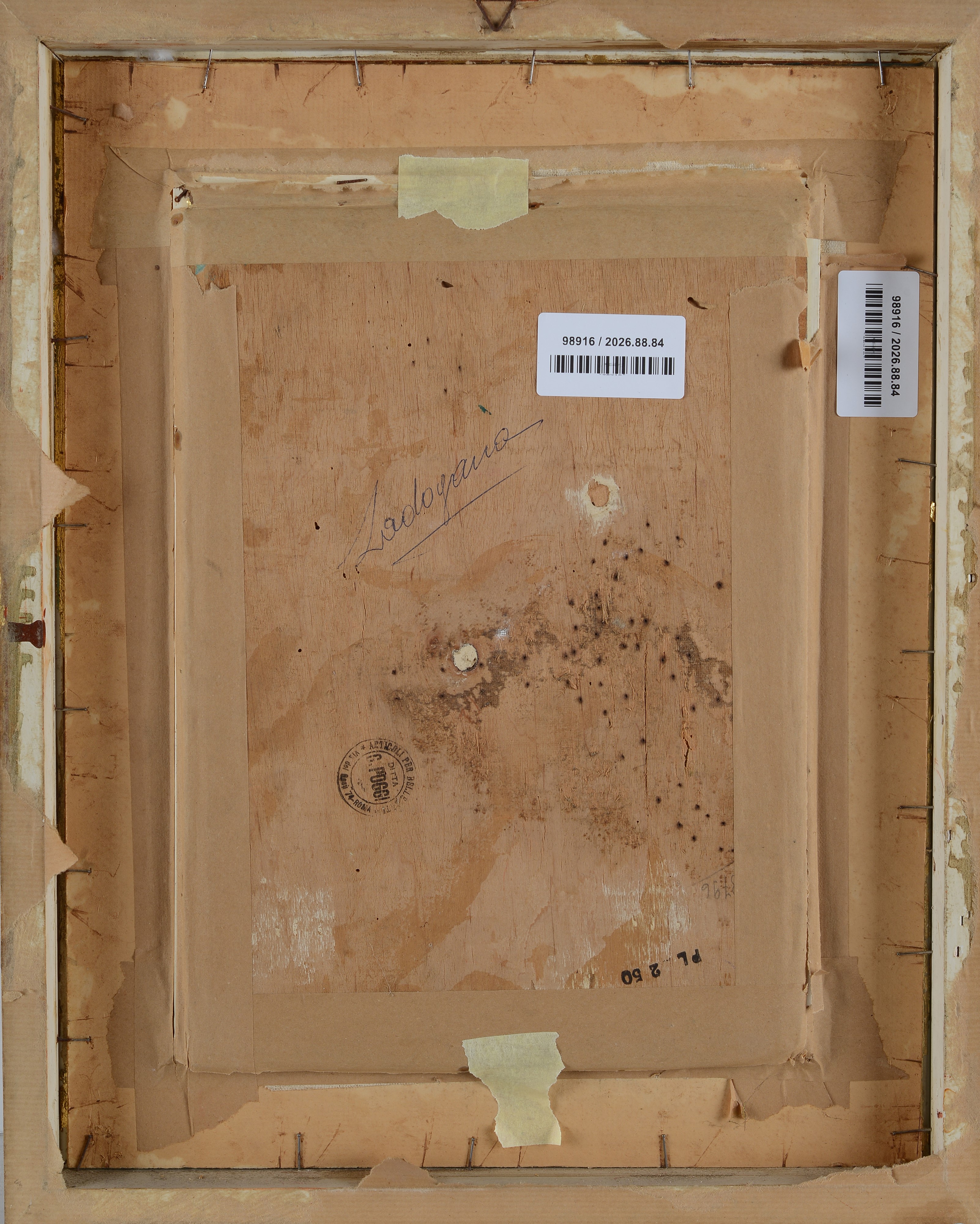 Anonimo, XX Sec. - Anonimo, Il giardino della villa, olio su legno, cm 33x24, 1927