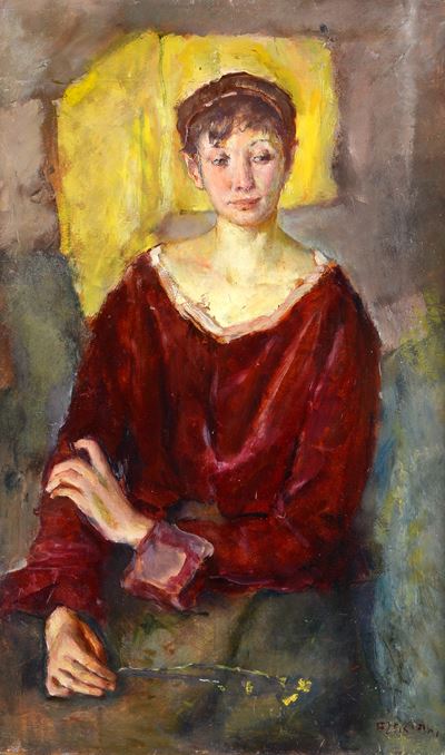 Ritratto di signora, olio su legno