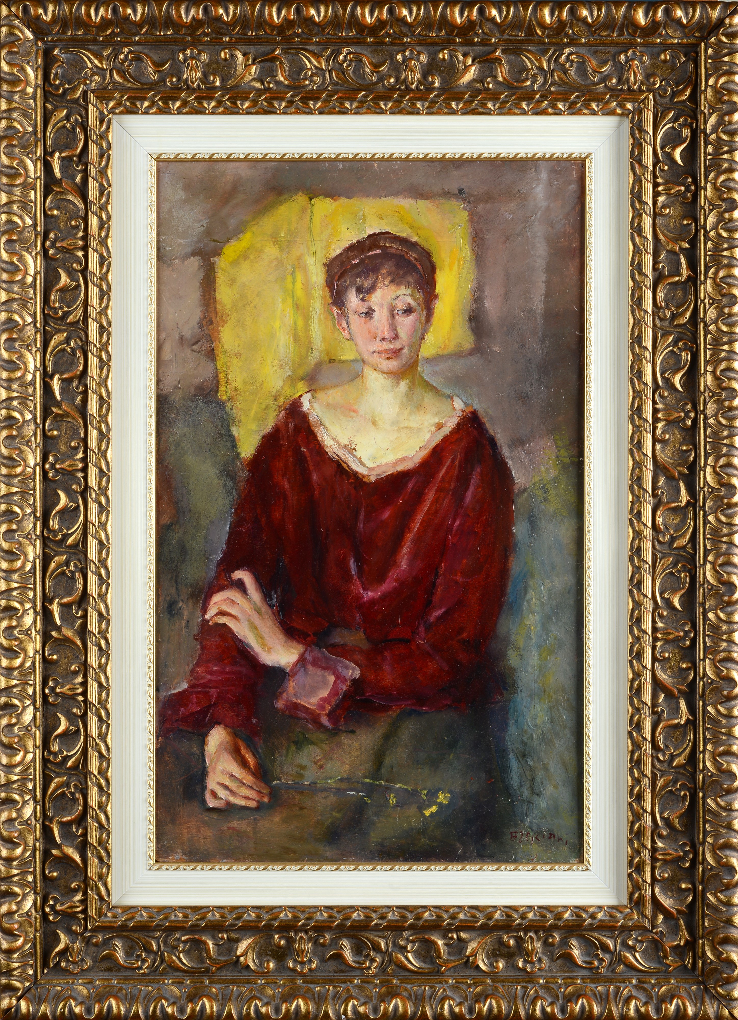 Antonio Bresciani - Ritratto di signora, olio su legno
