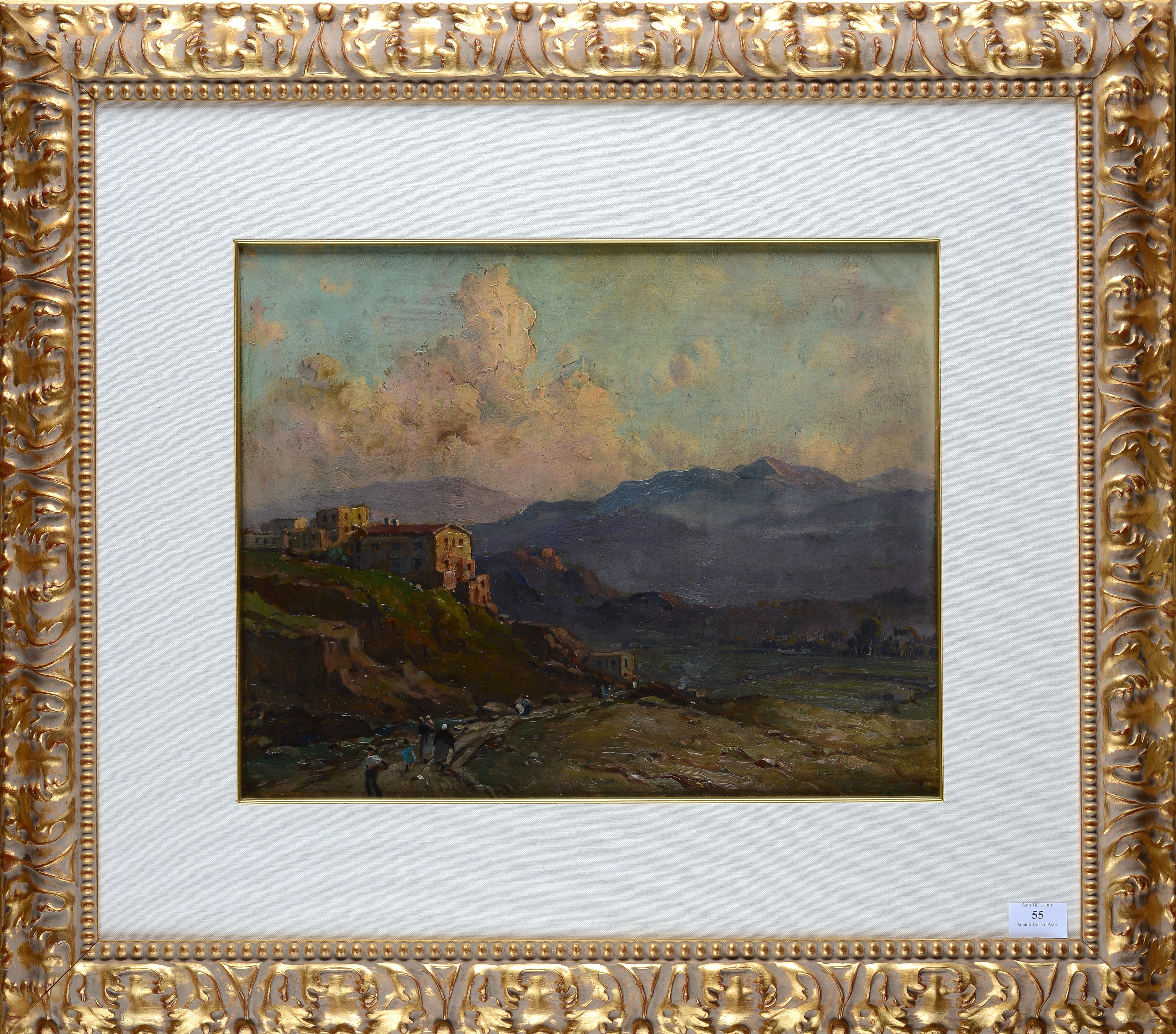Nicolas De Corsi - Paesaggio montano, olio su legno
