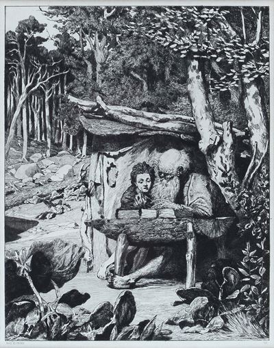 Simplici Schreibstunde (Lezioni di scritto di Simplicio), acquaforte