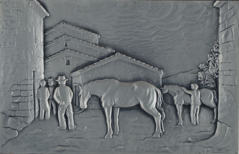 Paesaggio con figure e cavalli