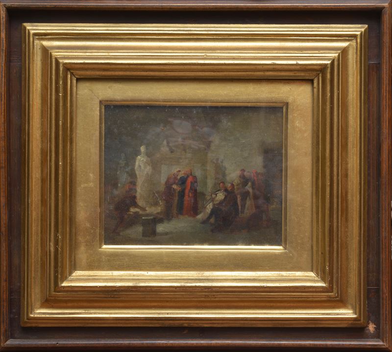 Anonimo, XIX Sec. - Anonimo, Nello studio di Donatello - Olio su tela