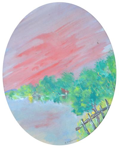 Lago, tempera su cartoncino