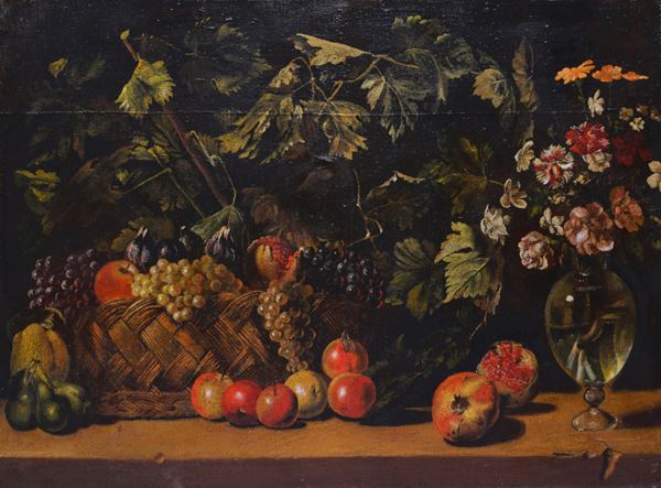 Anonimo, XIX - XX sec. - Natura morta con frutta