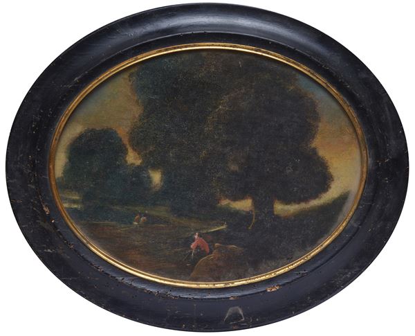 Anonimo, XIX sec. - Paesaggio con figure