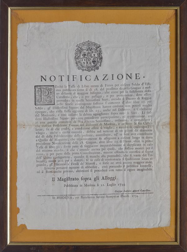Notificazione tassa sul fieno