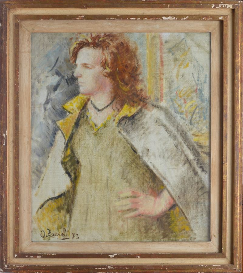 Oreste Zuccoli - Ragazza toscana, olio su tela, 1973