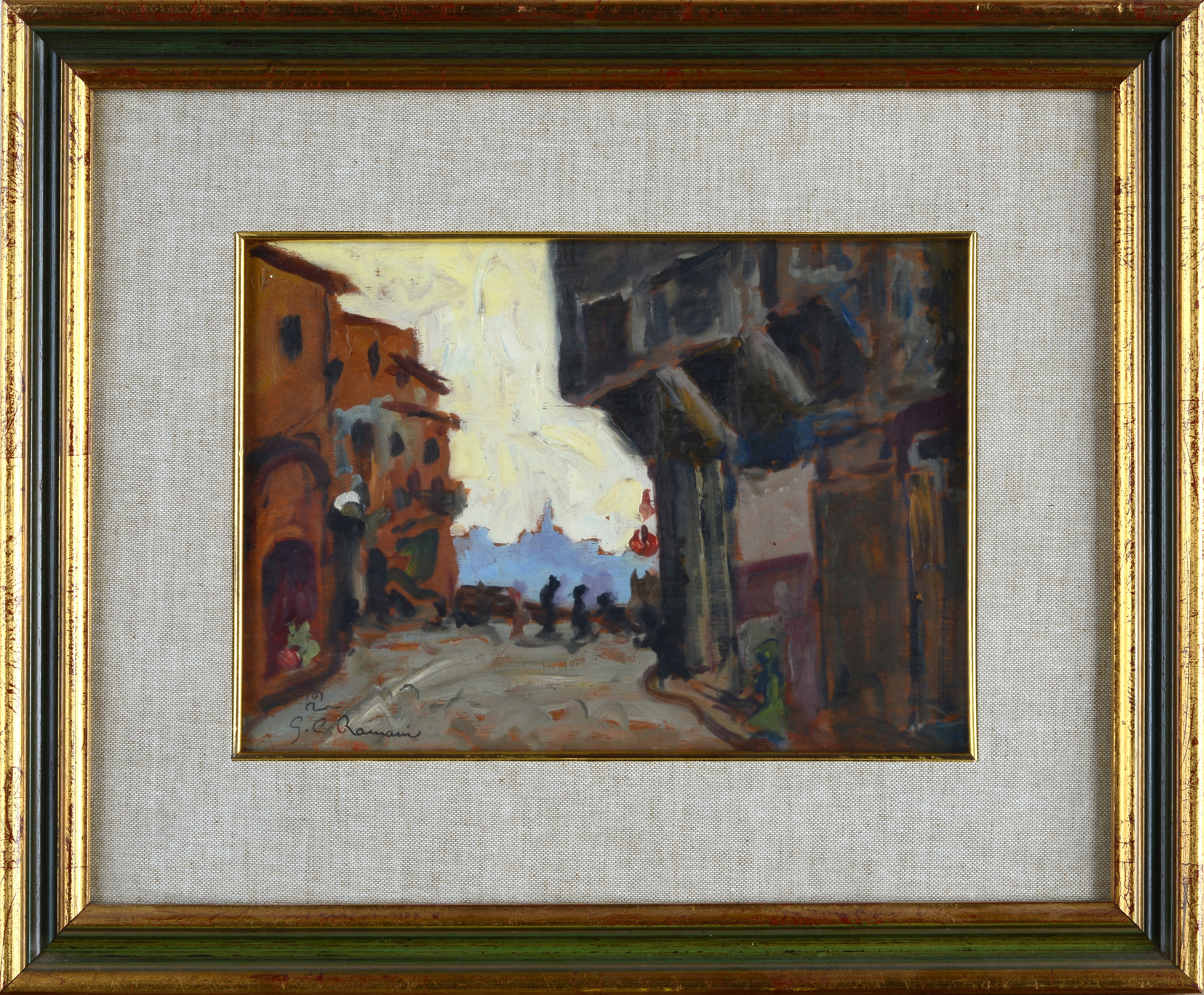 Giulio Cesare Romani - Ponte Vecchio - olio su legno, 1955
