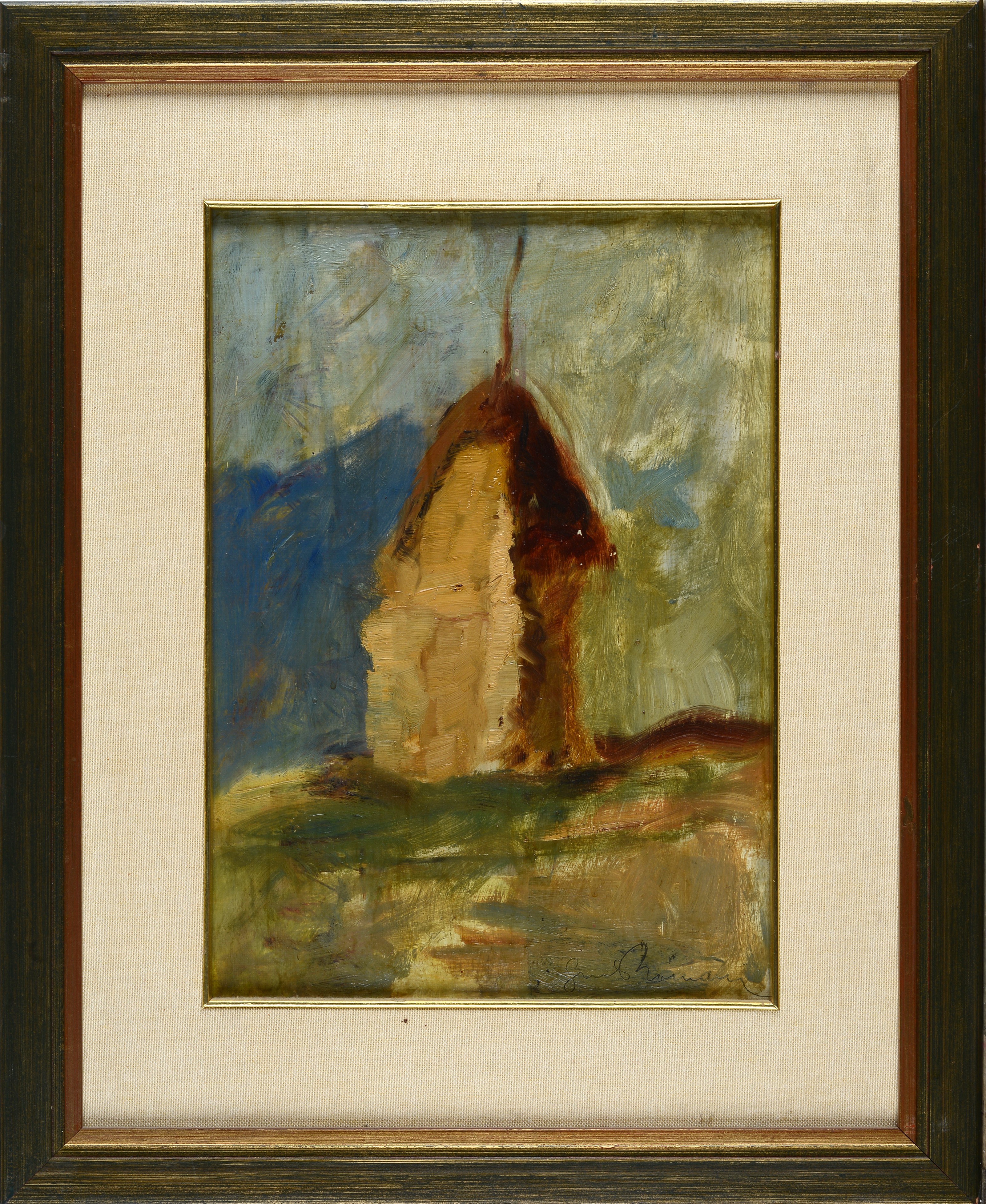 Giulio Cesare Romani - Pagliaio, olio su cartone