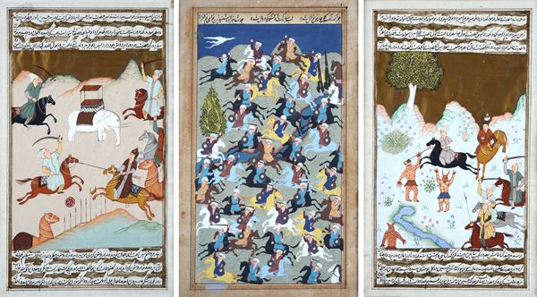 Lotto composto da tre miniature persiane