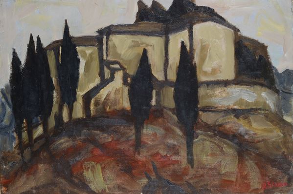 Renzo Grazzini - Paesaggio con case