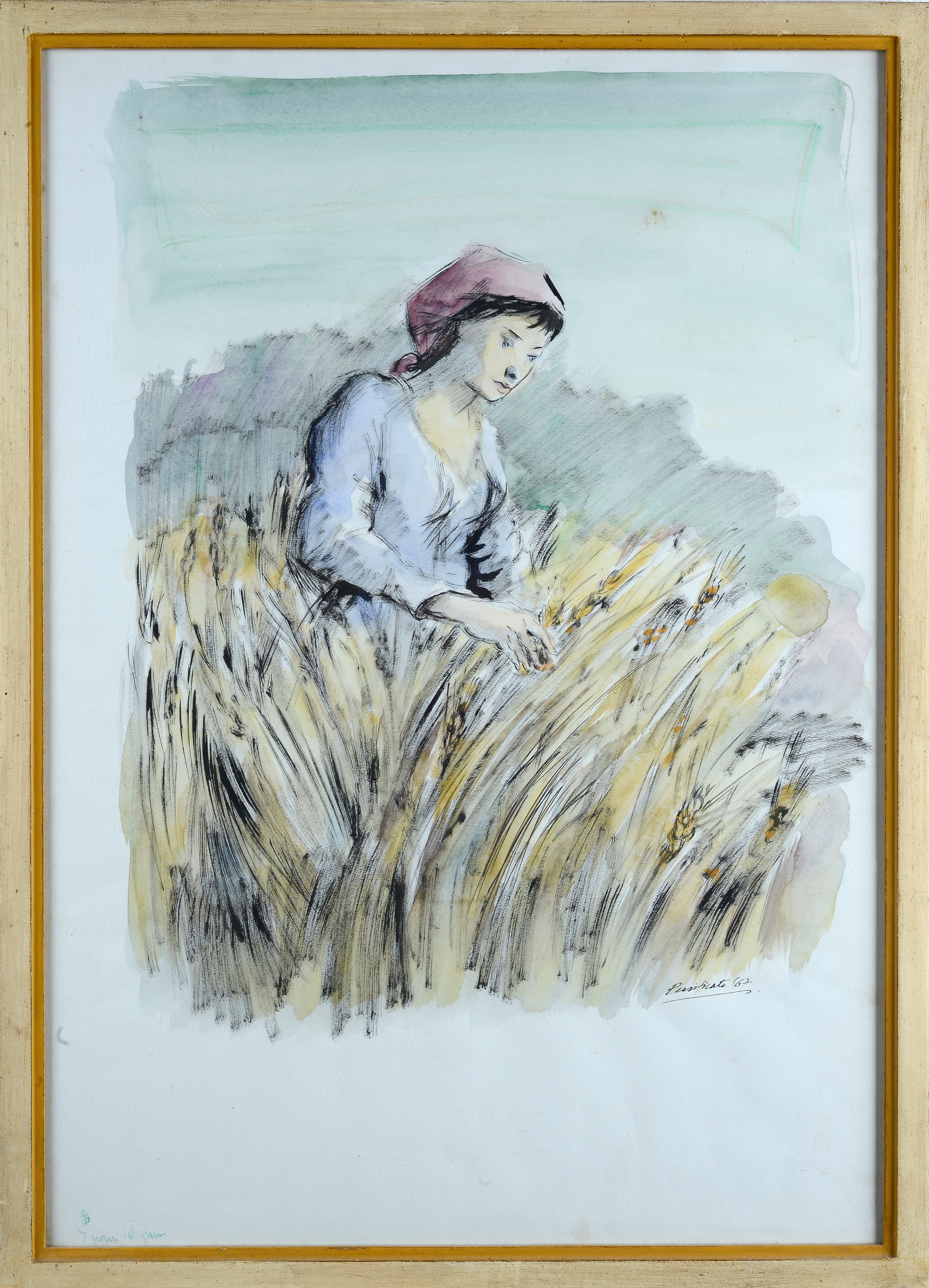 Domenico Purificato - I giorni del grano, acquerello su carta