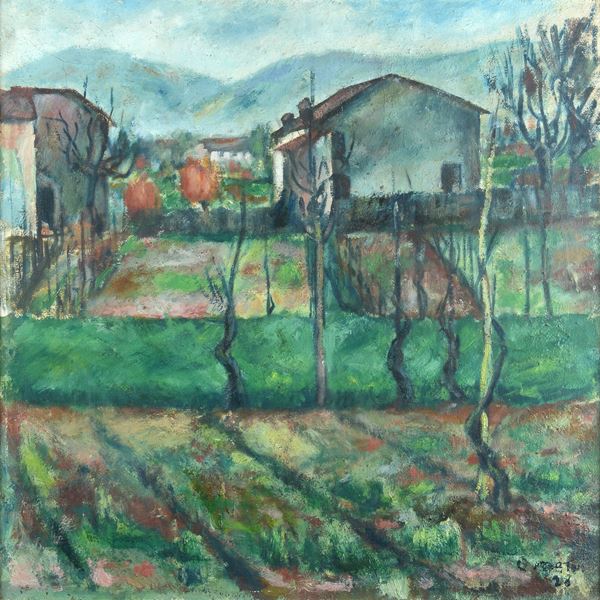 Quinto Martini - Paesaggio con case