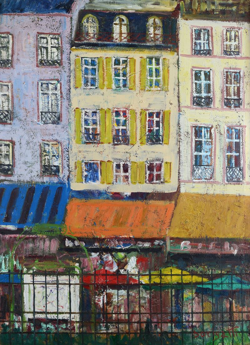 Renato Dorigatti - Case di Parigi, olio su masonite