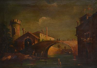 Anonimo, Ponte a Venezia, olio su tela