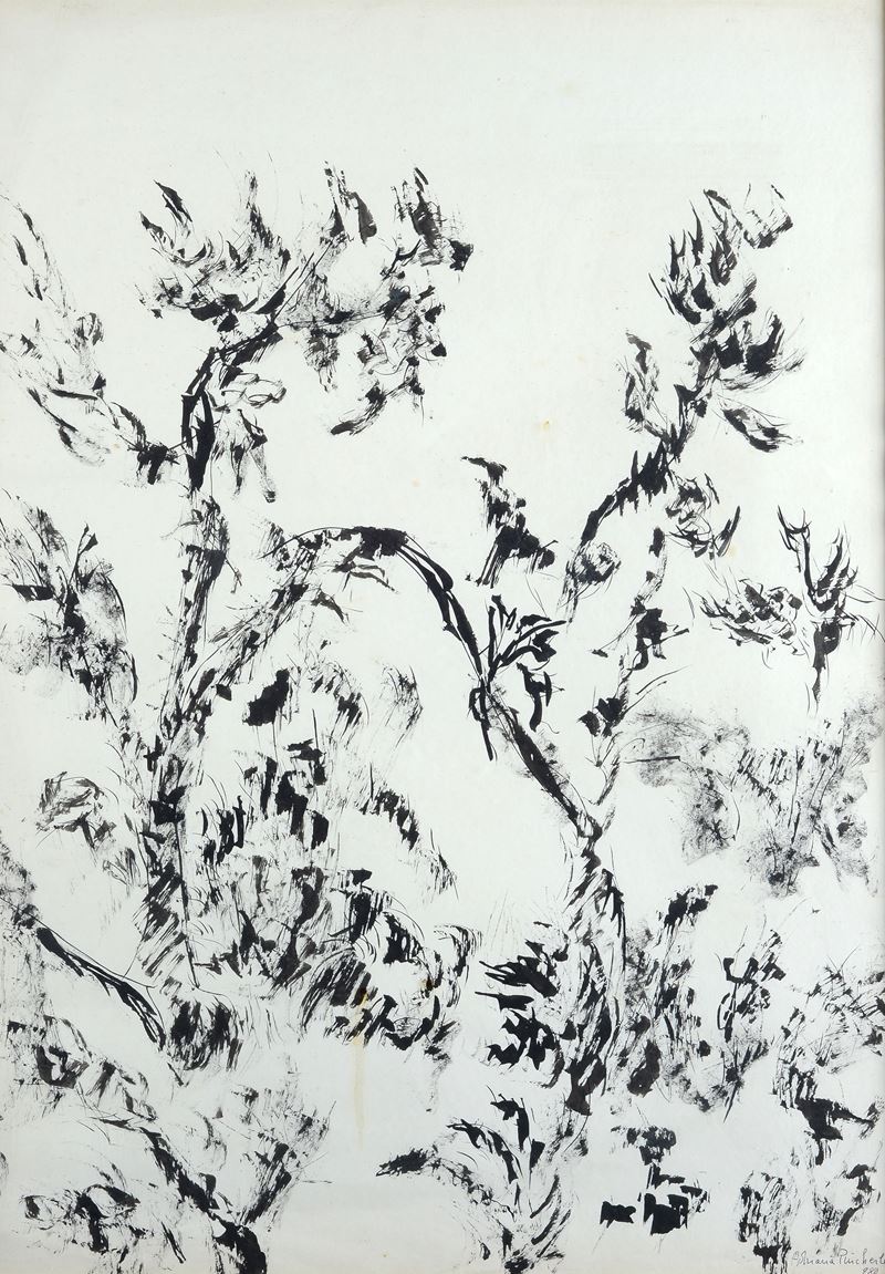 Adriana Pincherle - Vegetazione, inchiostro su carta