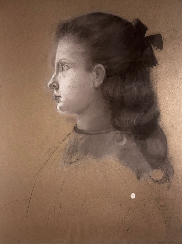 Scuola Francese, inizi XX sec. - Ritratto di bambina