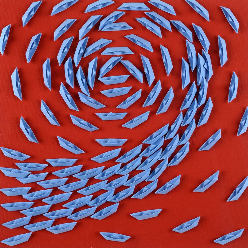 Riccardo Gusmaroli - Vortex - Barche di carta su cartone telato
