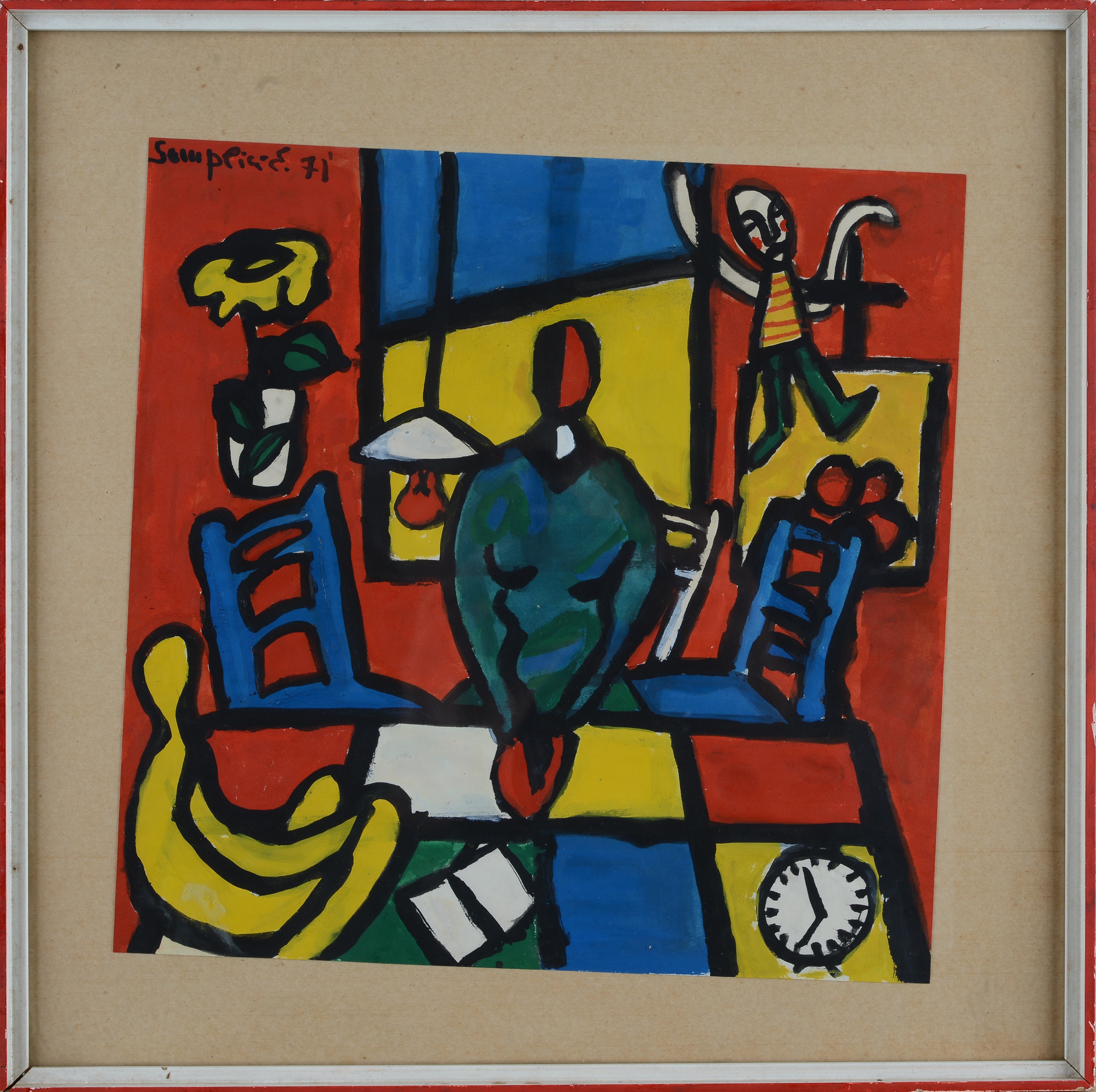 Anonimo, XX Sec. - Anonimo, Composizione - Tempera su carta, cm. 30x30, 1971