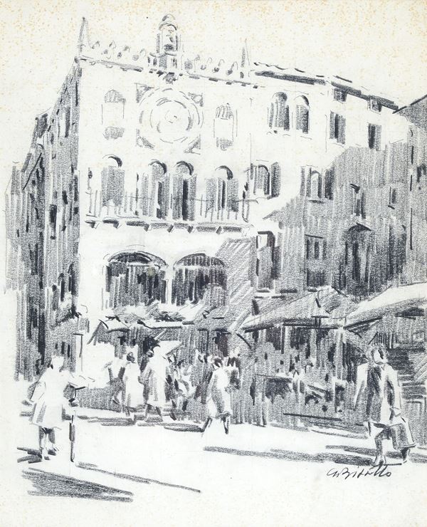 Gregorio Bizzotto - Piazza con figure