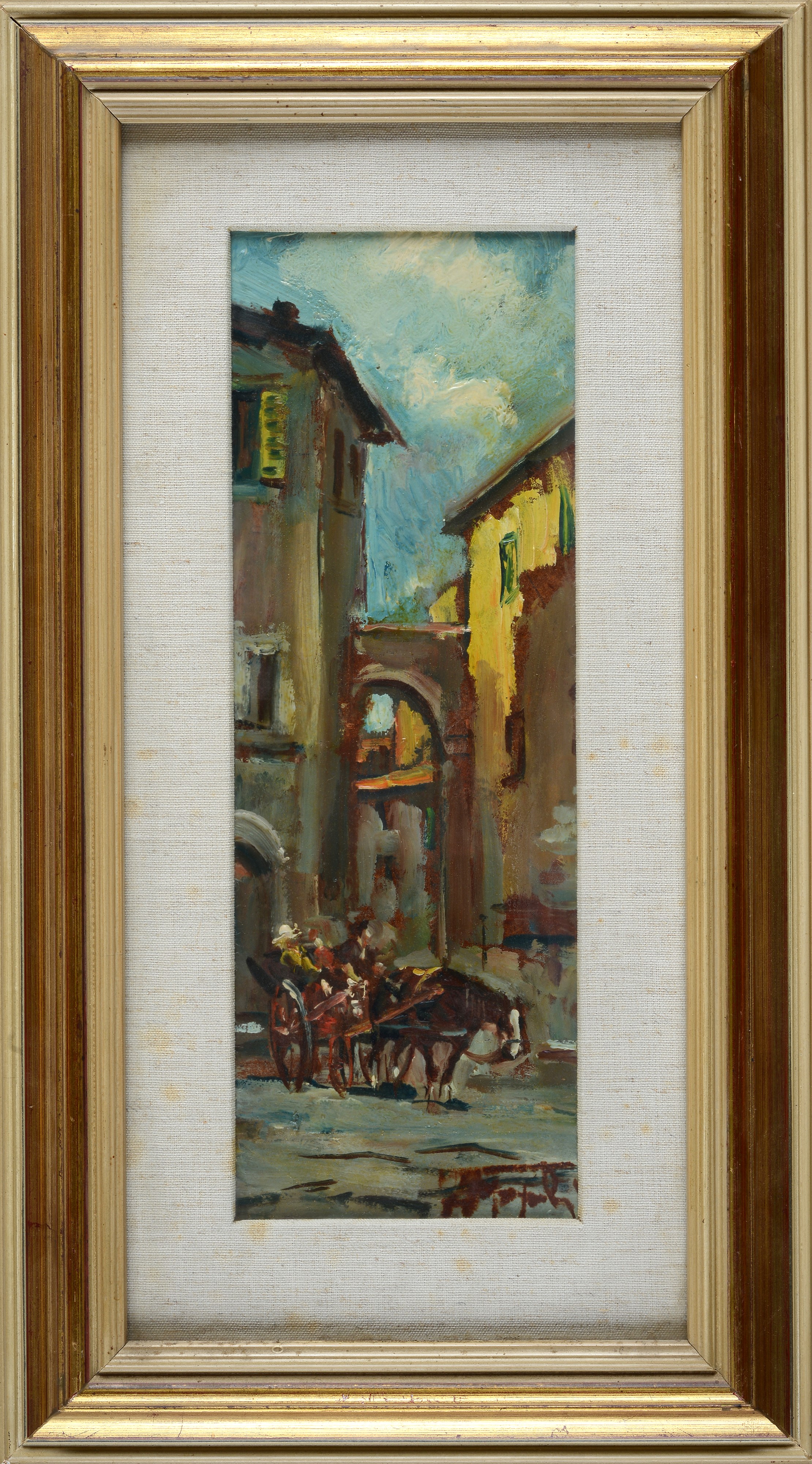 Scorcio di paese con carrozzella