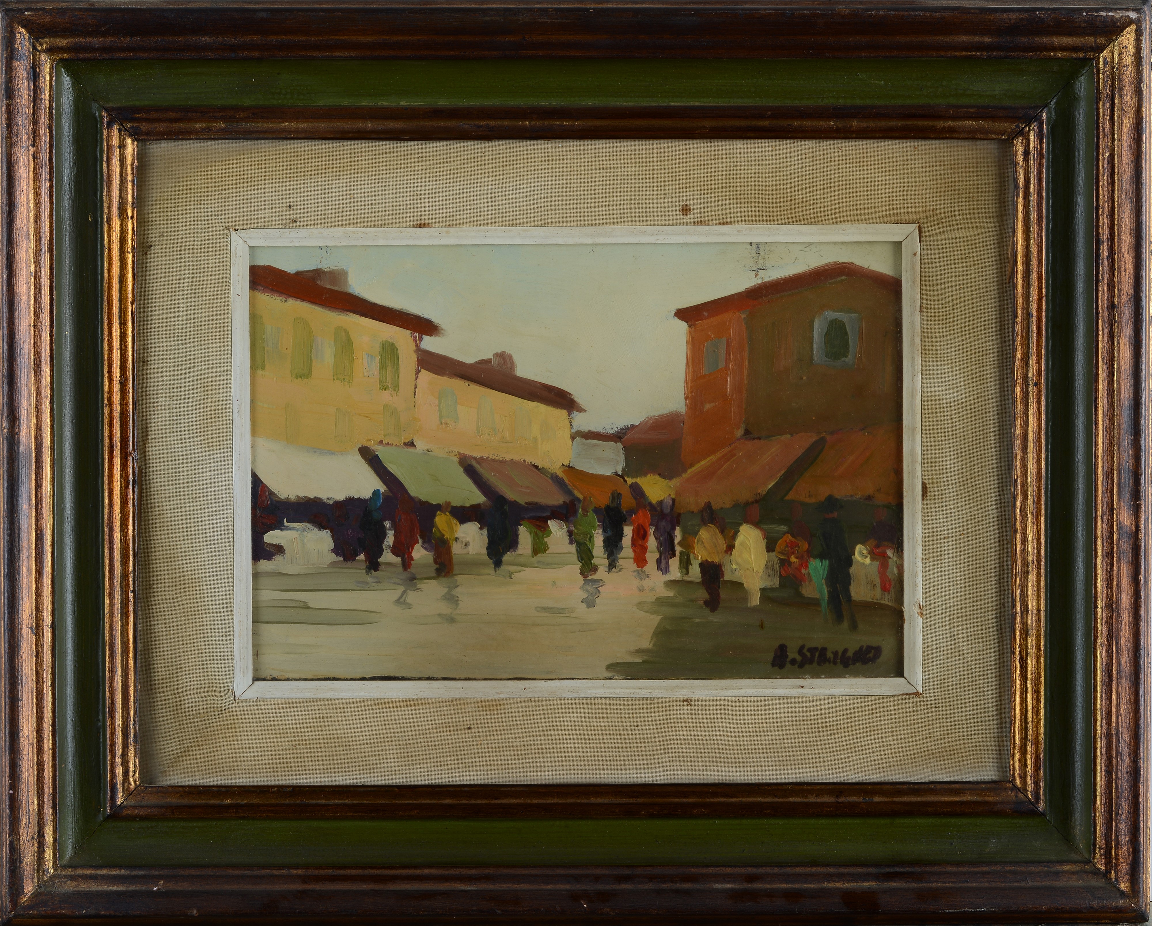 Alfredo Stengher - Mercatino - Olio su faesite