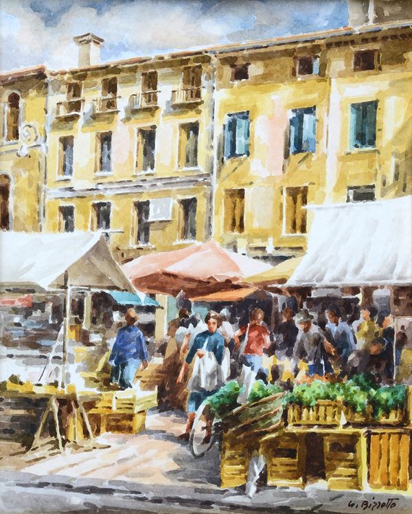 Gregorio Bizzotto - Piazza delle erbe a Bassano