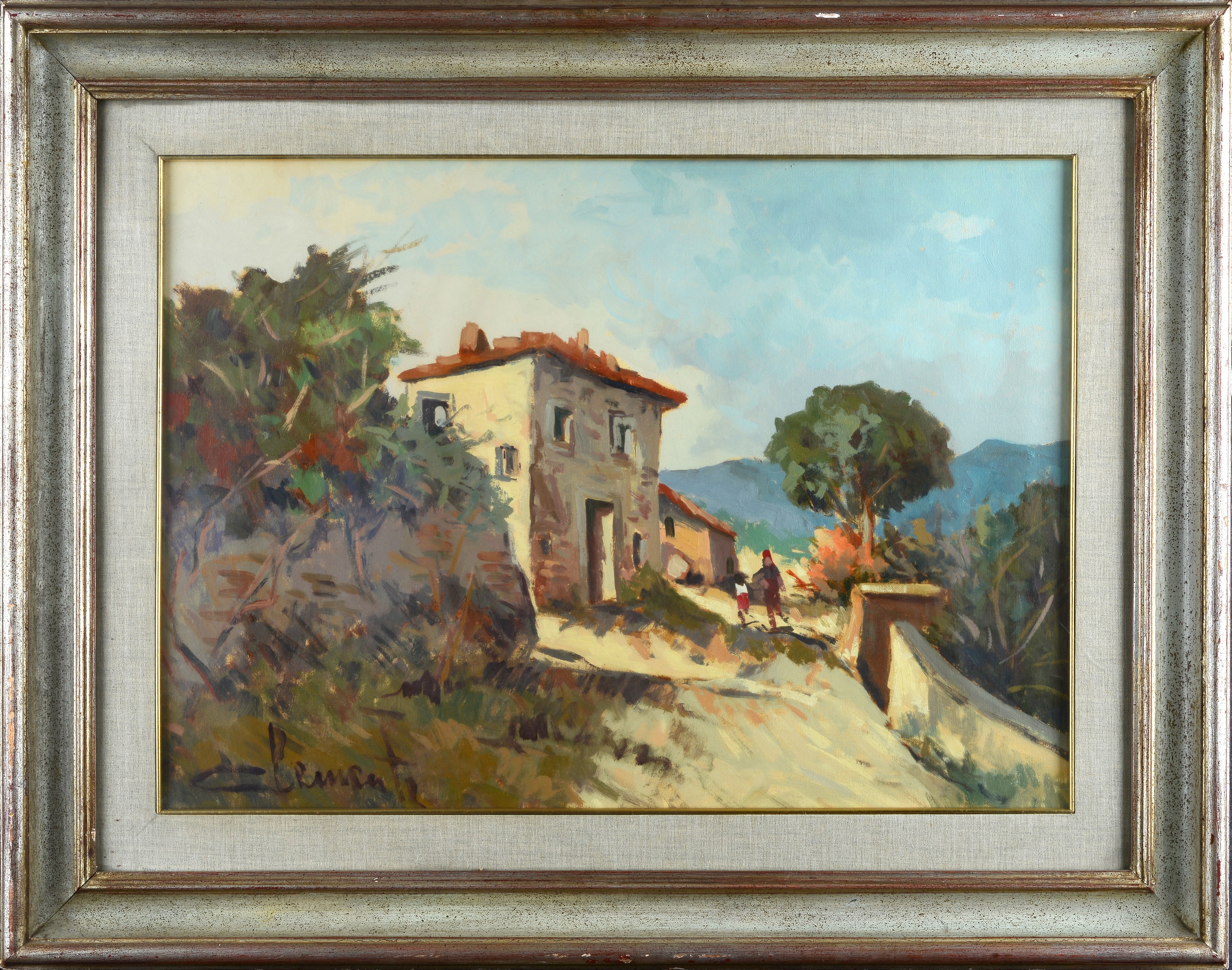 Anonimo, XX Sec. - Anonimo, Strada di campagna, olio su faesite