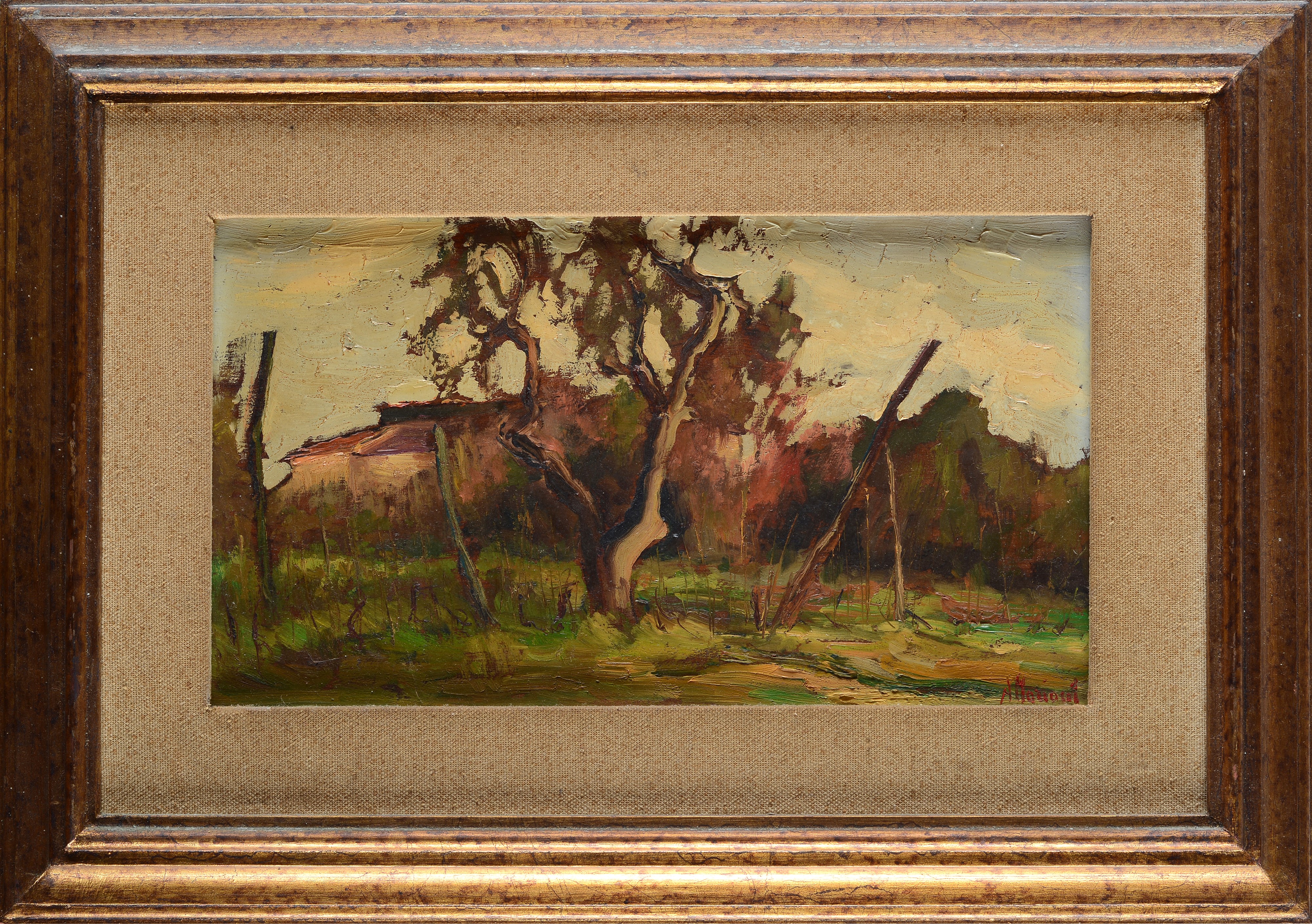 Arturo Mariani - Coppia di paesaggi, olio su tavola