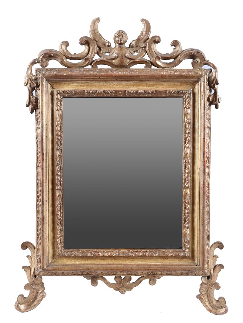 Specchio, legno dipinto e dorato, XIX secolo