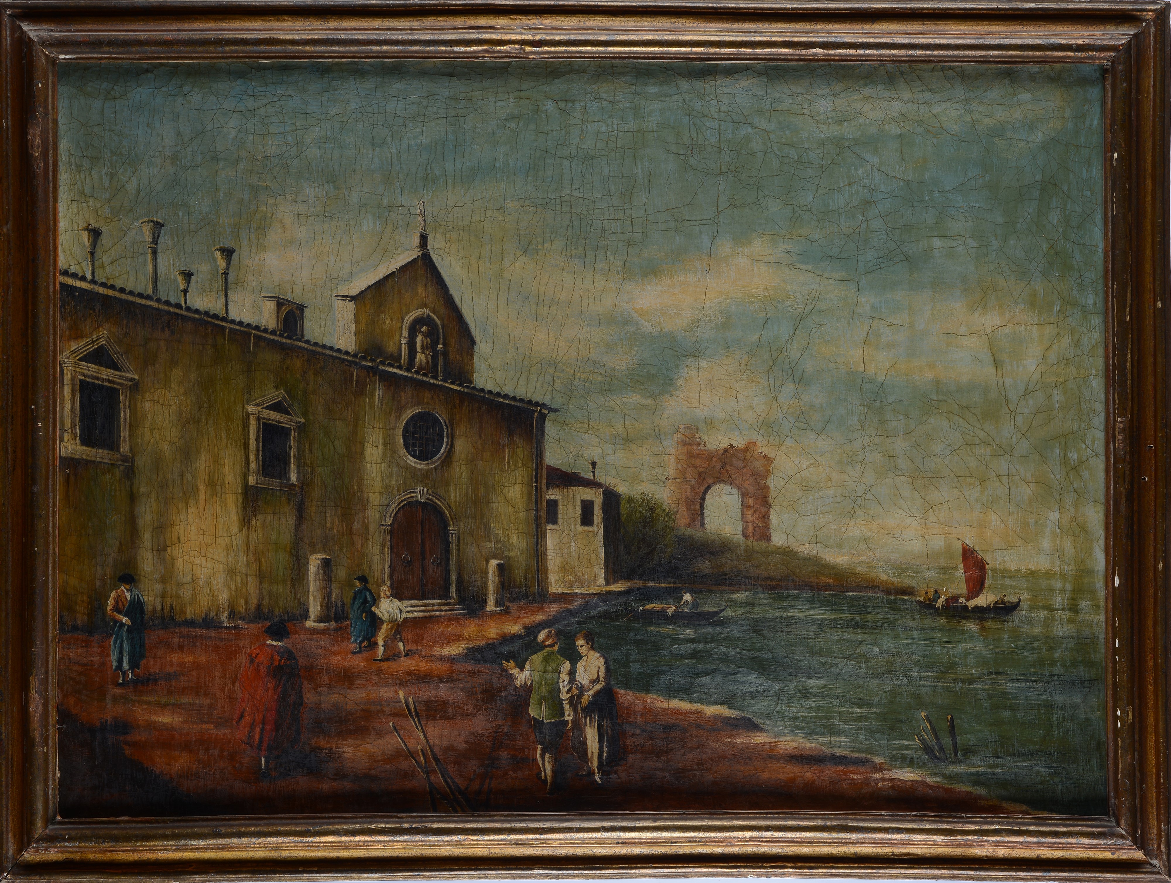 Anonimo, XIX Sec. - Anonimo, Scorcio veneziano, olio su tela (XIX secolo)
