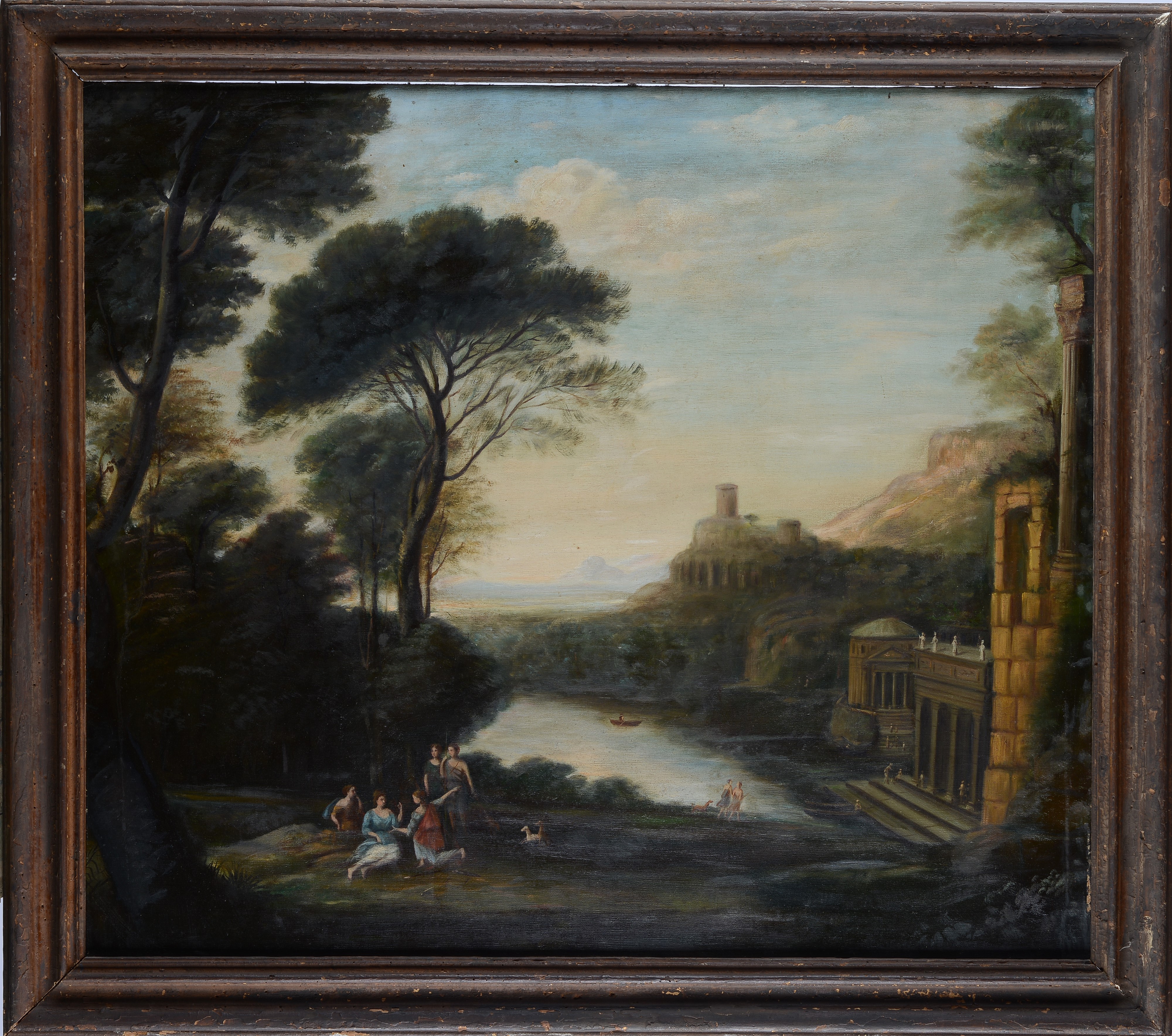 Anonimo, Inizi XIX Sec. - Anonimo (inizio XIX secolo), Paesaggio con figure, olio su tela