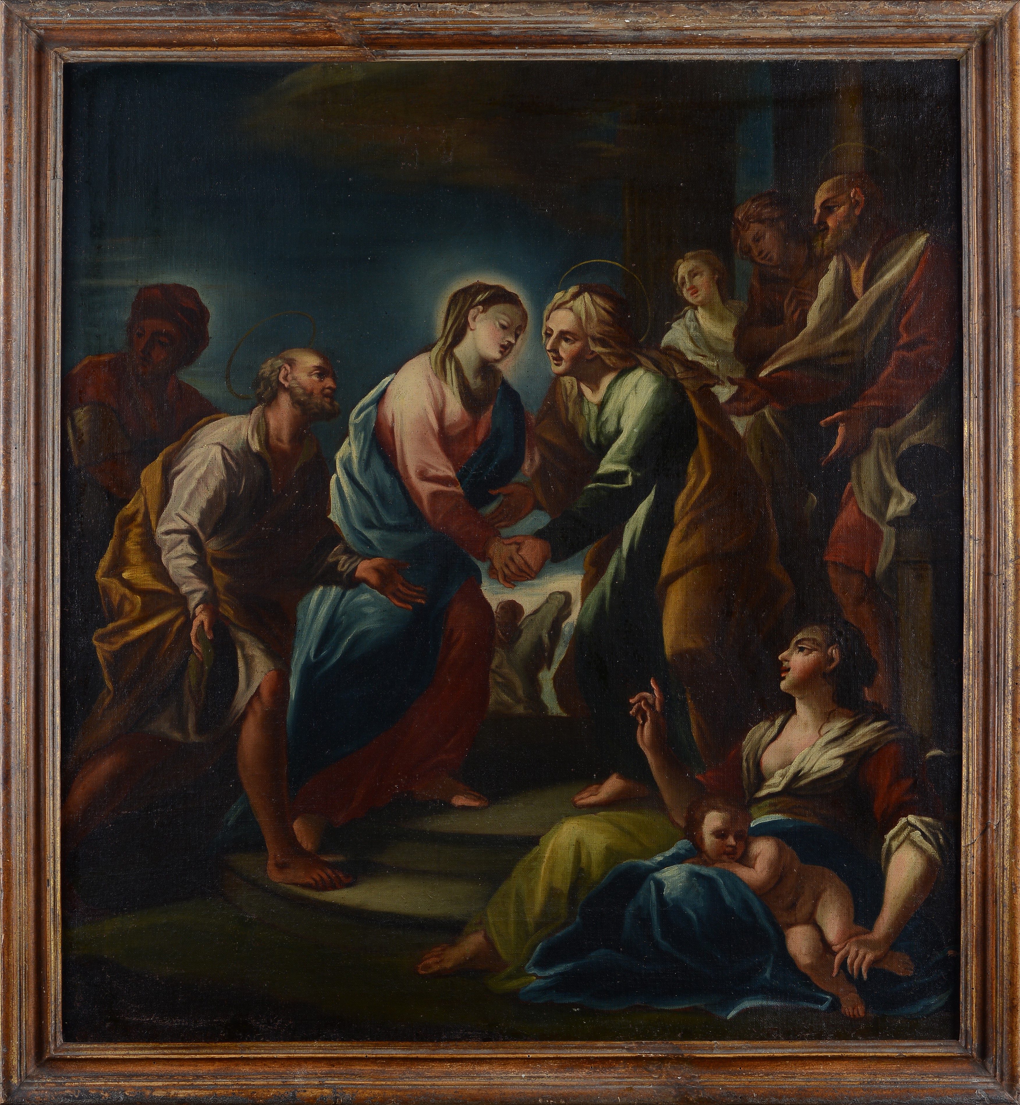 Scuola Italia Meridionale, XVIII Sec. - Scuola Italia Meridionale, La Visitazione, olio su tela