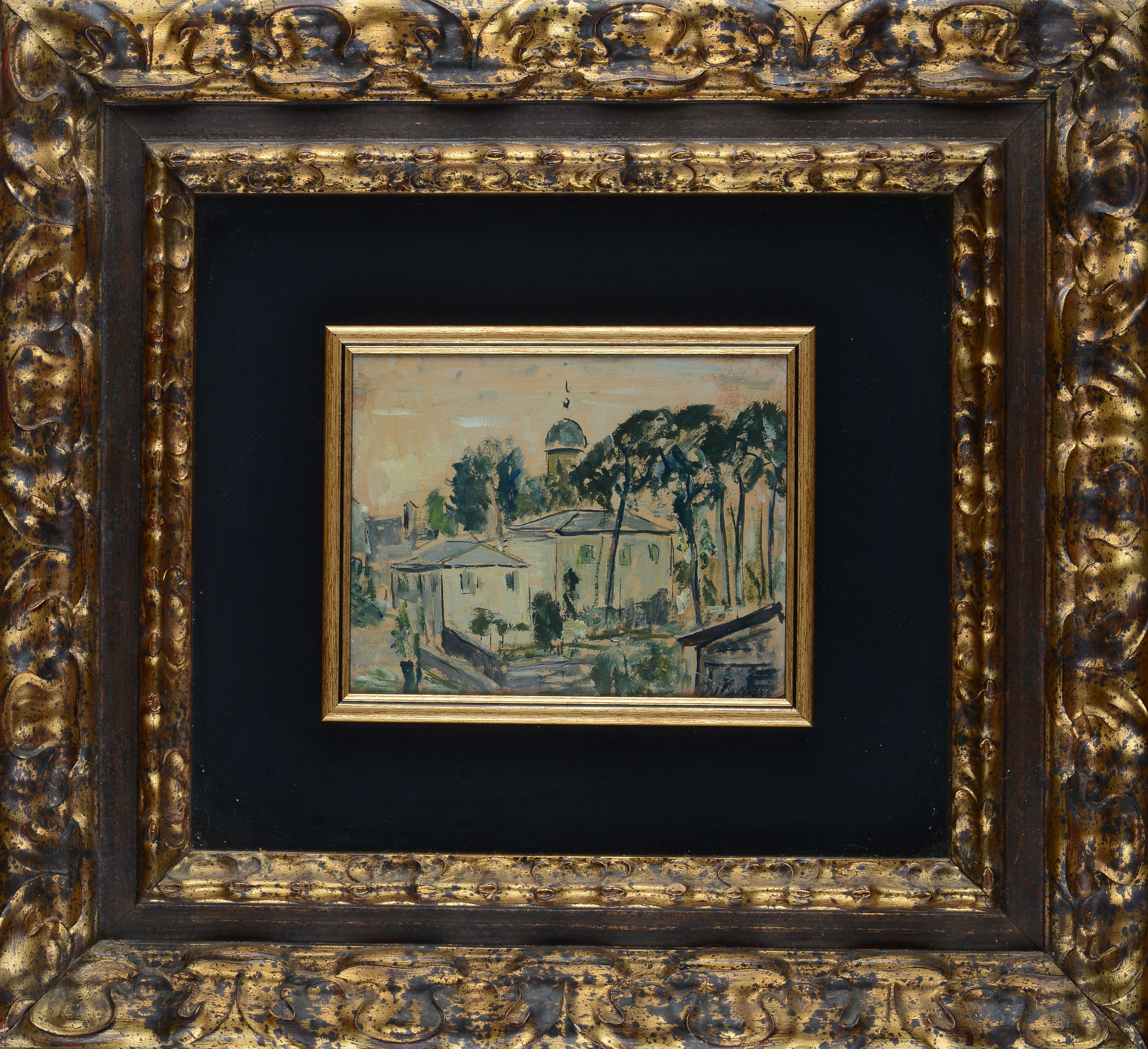 Piero Marussig - Paesaggio, olio su cartone