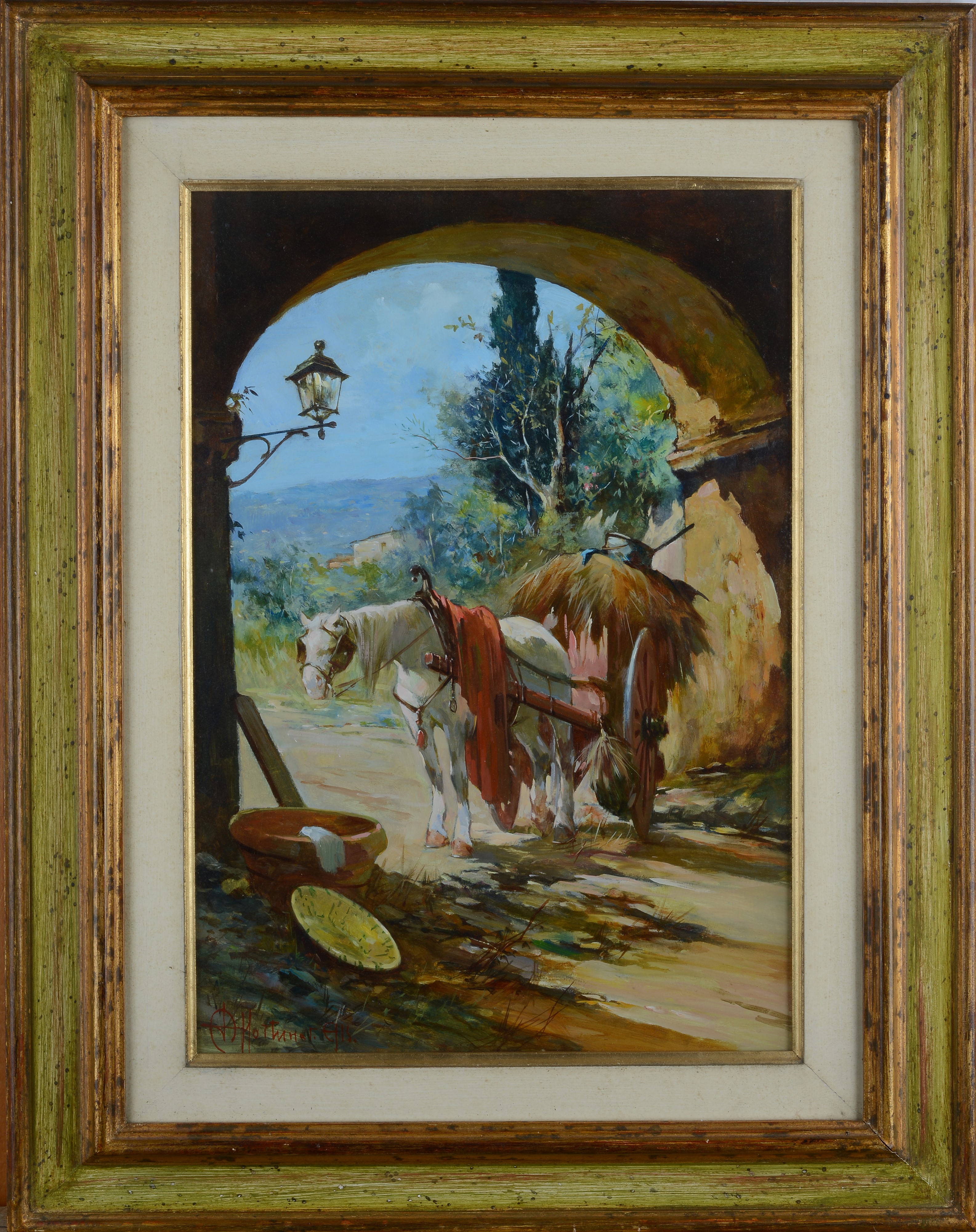 Campagna toscana - Cavallo barroccio sotto l'arco