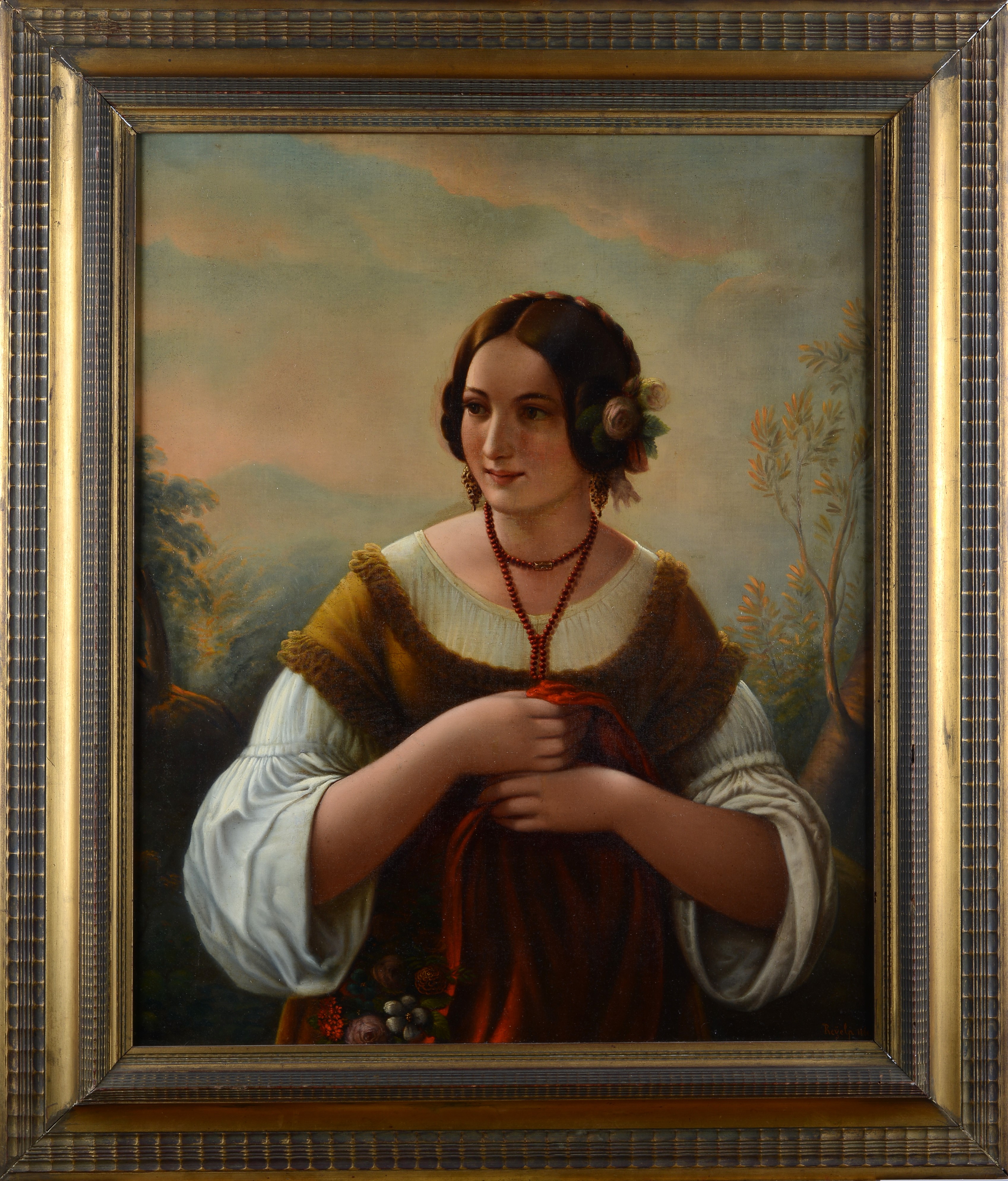 Anonimo, XIX Sec. - Anonimo, Ritratto di giovane donna, olio su tela