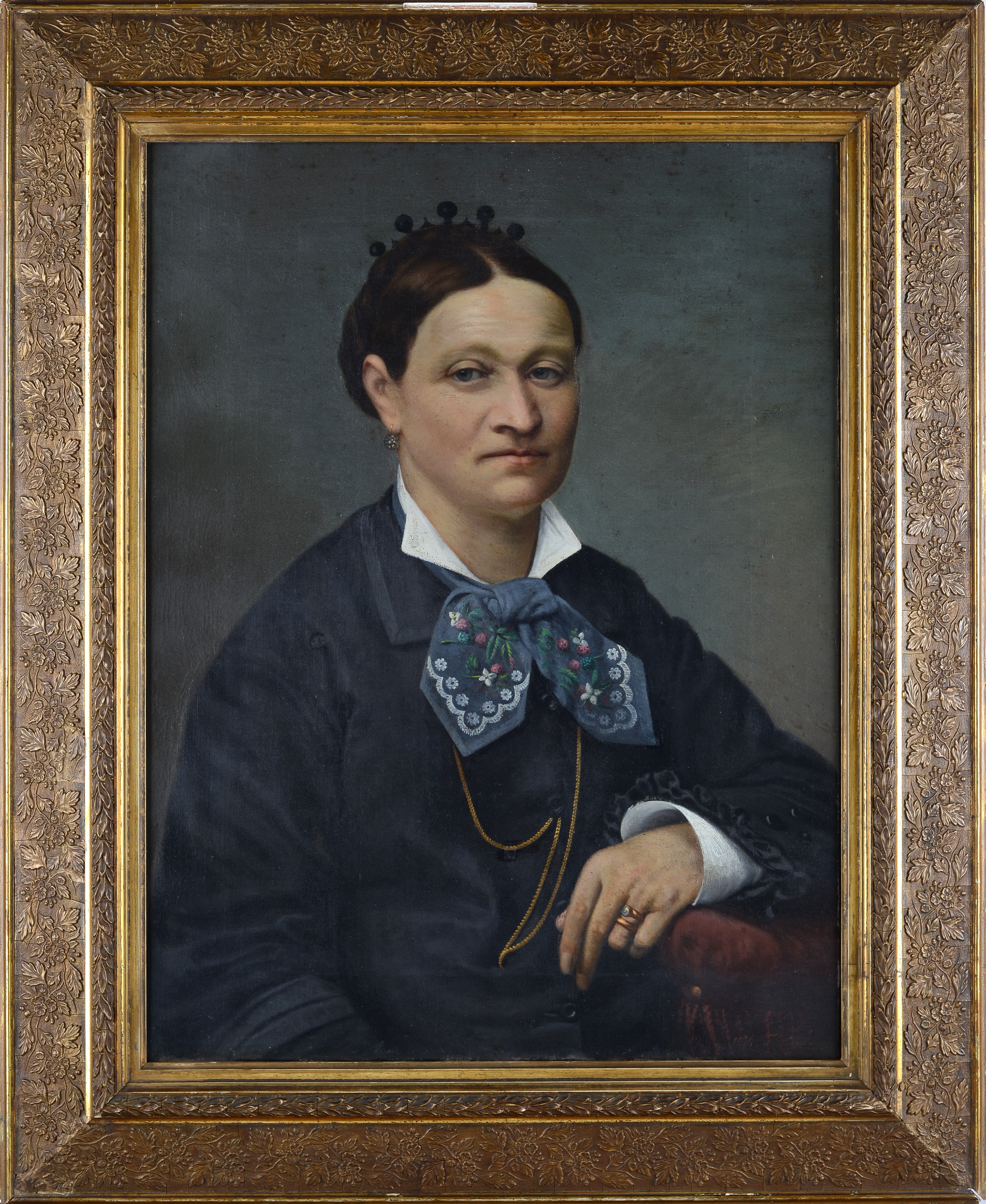 Filippo Carcano - Ritratto di signora, olio su tela (1870)