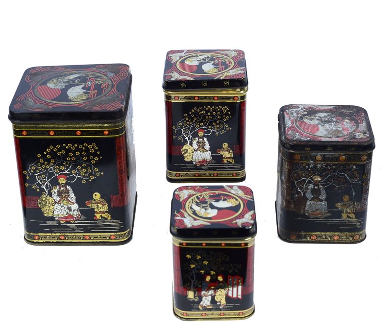 Lotto composto da quattro scatole vintage in latta