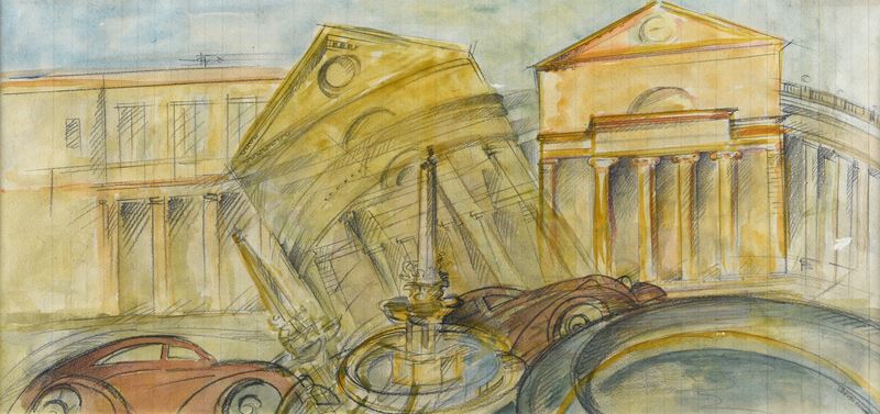 Uberto Bonetti - Composizione, acquerello su carta