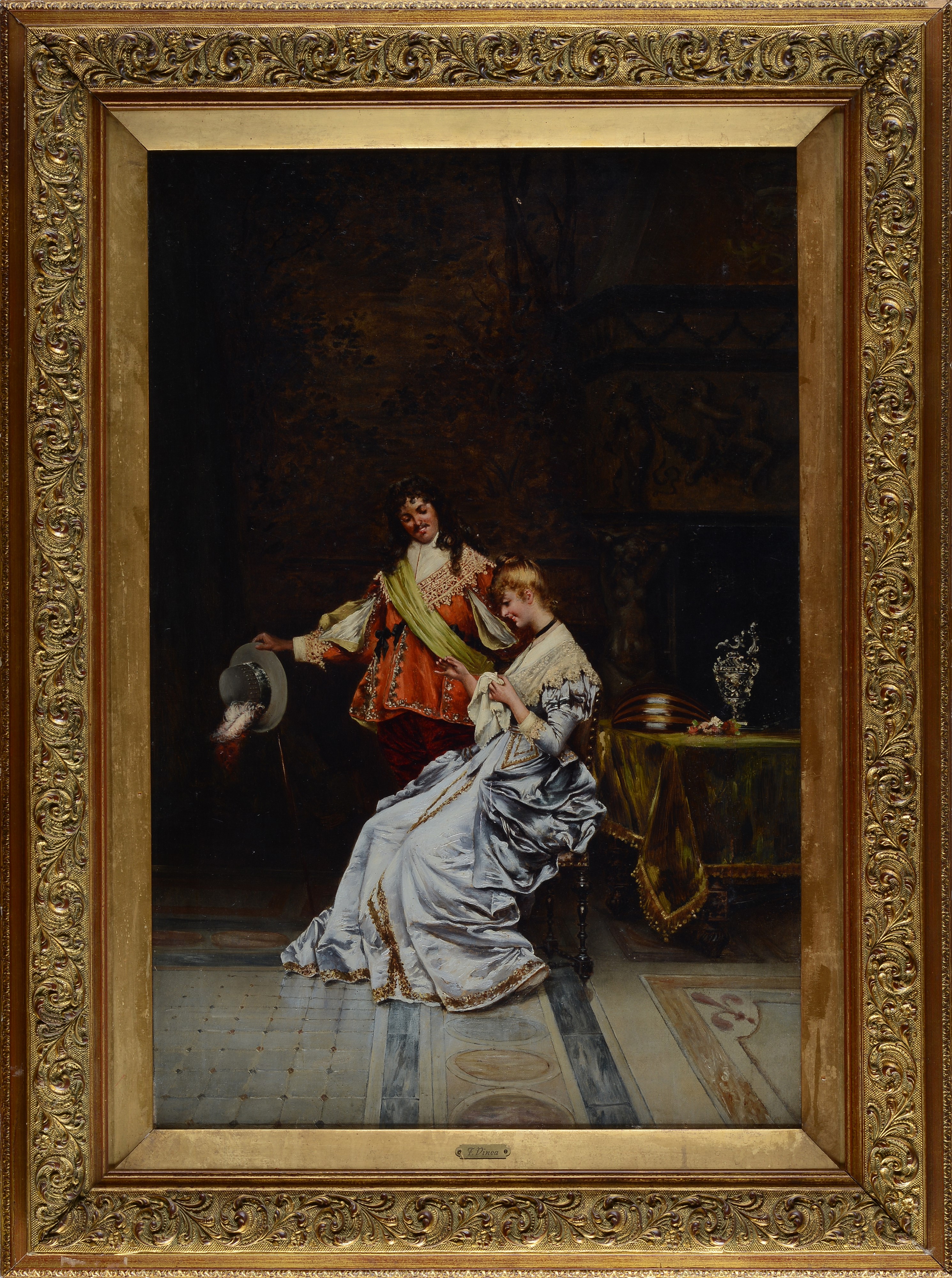 Francesco Vinea - Scena galante, olio su tela